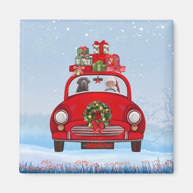 Imã Labrador Cachorro Com Papai Noel (Frente)