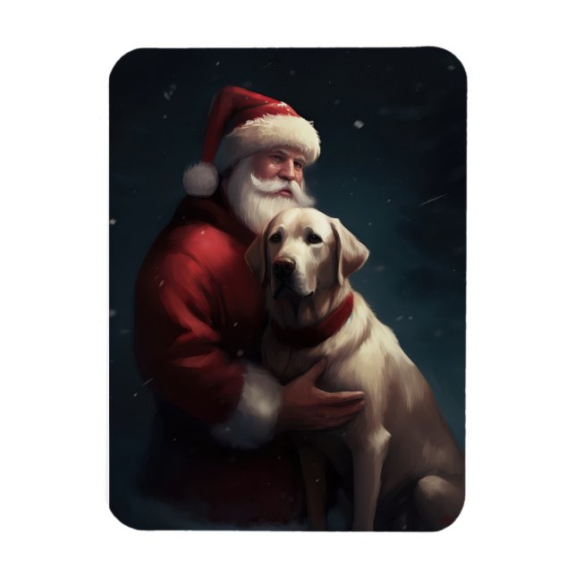 Ímã Labrador com Papai Noel Natal Festivo (Vertical)