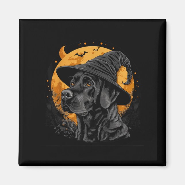 Imã Labrador Halloween Engraçado Cachorro Preto Lab Mo (Frente)