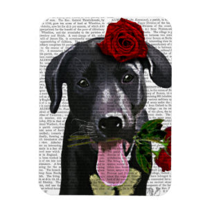 Ímã Labrador Preto com Rosas