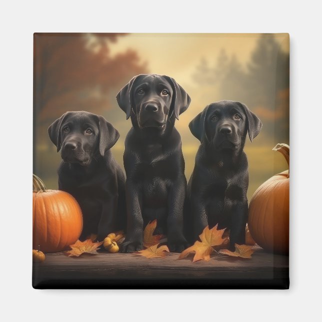 Imã Labrador Puppy Autumn Delight Pumpkin (Frente)