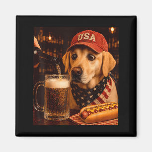 Imã Labrador Retriever Amarelo Vintage Bebendo Cerveja