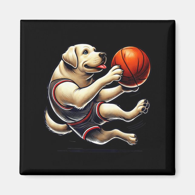 Imã Labrador Retriever Atirando Basquete (Frente)