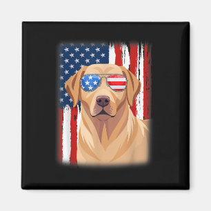 Imã Labrador Retriever Dog America Flag 4 De Julho Us