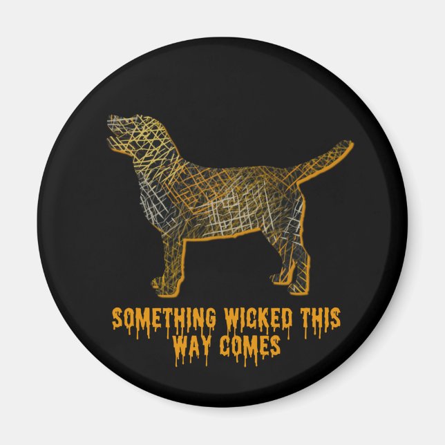 Imã Labrador Retriever Dog Silhoueen Diversão Hallowee (Frente)