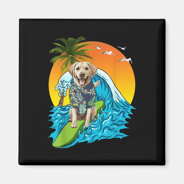 Imã Labrador Retriever Dog Surfing Hawaii Sumam (Frente)