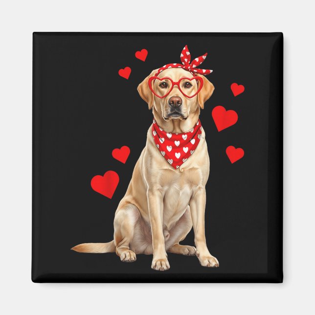 Imã Labrador Retriever Valentines Day Dog Lover Heart  (Frente)