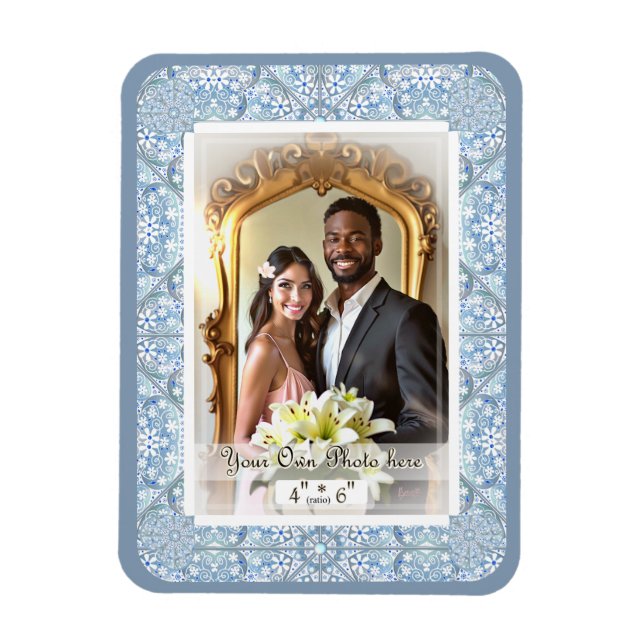 Ímã Lace cerâmico Azul claro (Vertical)