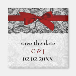 Imã Lace e fita vermelha, preto guarde a data