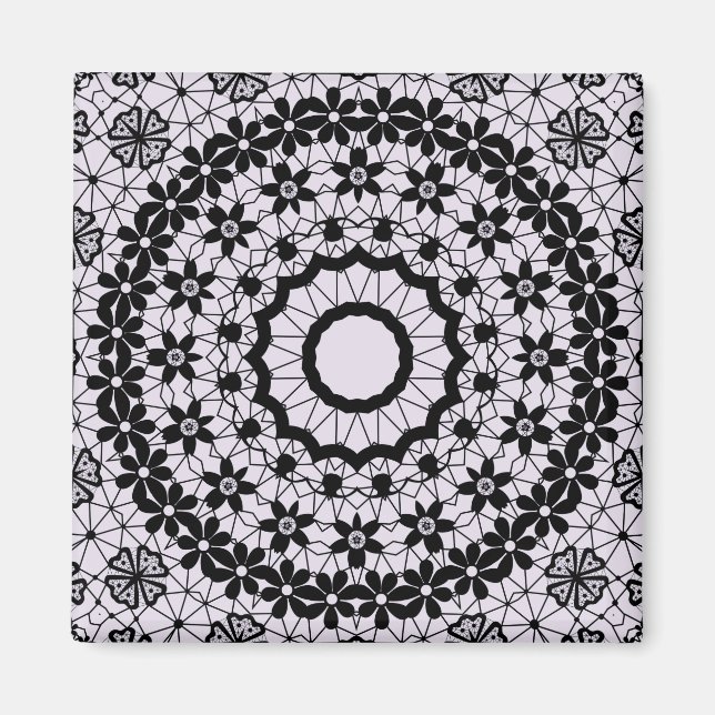 Imã Lace negro sem costura, rajado retro romântico orn (Frente)