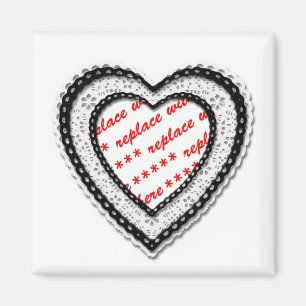 Imã Laced Heart Shaped Photo Frame