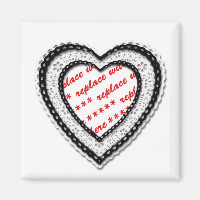 Imã Laced Heart Shaped Photo Frame (Frente)