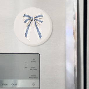 Imã Laço de Listras Azuis Branco Creme