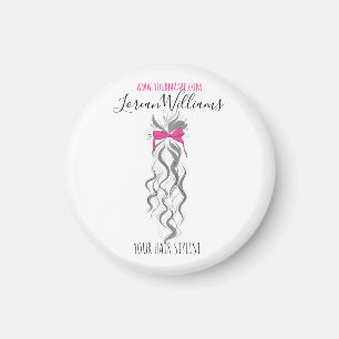 Imã Laço Rosa Fofo Cabelo Cinza e Branco Estilismo Bra