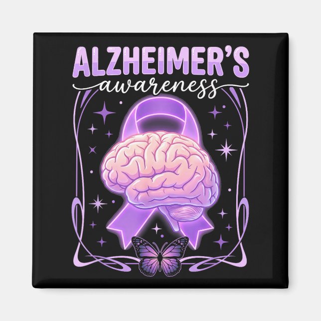 Imã Laço roxo cérebro borboleta alzheimer (Frente)