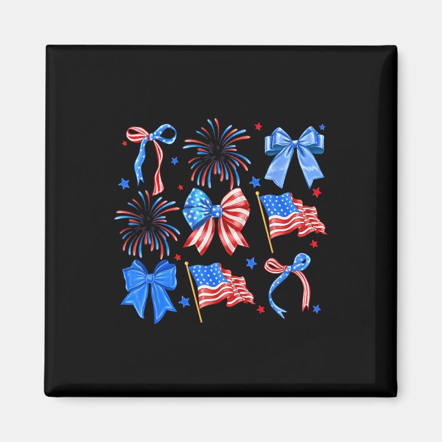 Imã Laços Coquette Vermelho Branco Azul Bandeira Dos E (Frente)