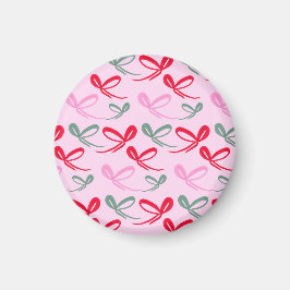 Imã Laços de Natal verde rosa caprichoso desenho à mão