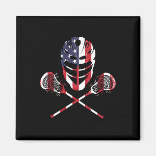 Imã Lacrosse Bandeira Americana Lax Capacete Sticks 4
