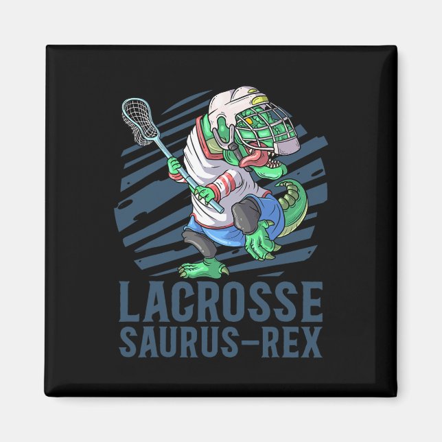 Imã Lacrosse-o-saurus T Rex Dinossauro Com Lança de La (Frente)