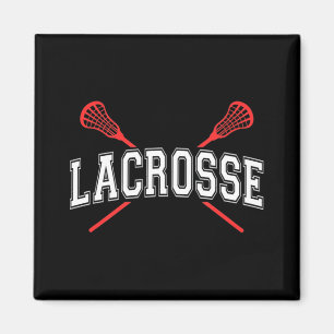 Imã Lacrosse Red Crossed Sticks para jovens ou adultos
