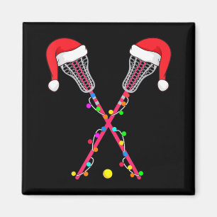 Imã Lacrosse Santa Hat Natal Luz Divertimento Natal