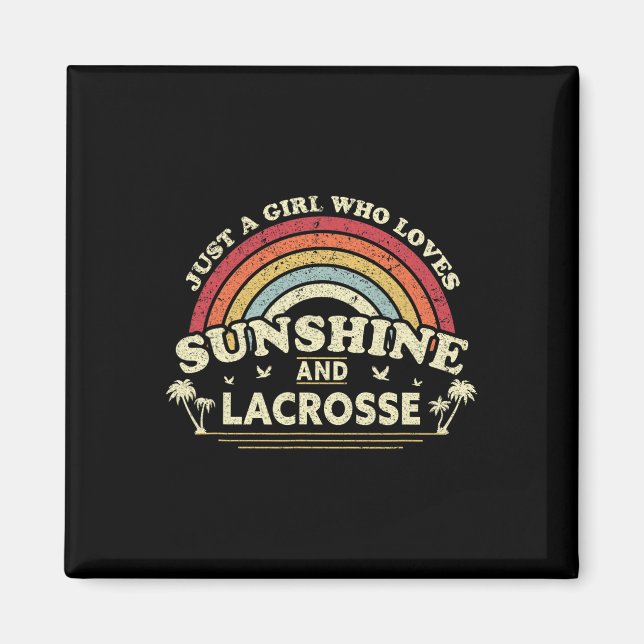 Imã Lacrosse Shirt. Uma Menina Que Ama Sol E Lacr (Frente)