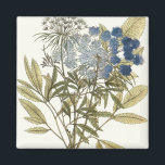 Imã Lacy Leaves - Flores e Verde<br><div class="desc">Lacy deixa-me por desconhecido. Apresenta flores azuis com verde.</div>