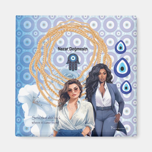 Imã Lady Boss mau oftalmologia, amuleto da boa sorte (Frente)