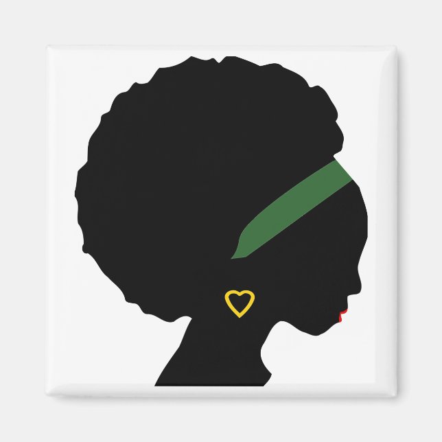 Imã Lady com Afro Silhouette (Frente)