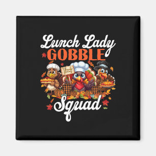 Imã Lady Gobble Squad Turkey Pumpkin Happy Obrigado