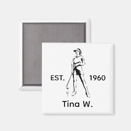 Imã Lady Golfer Nome personalizado e ano