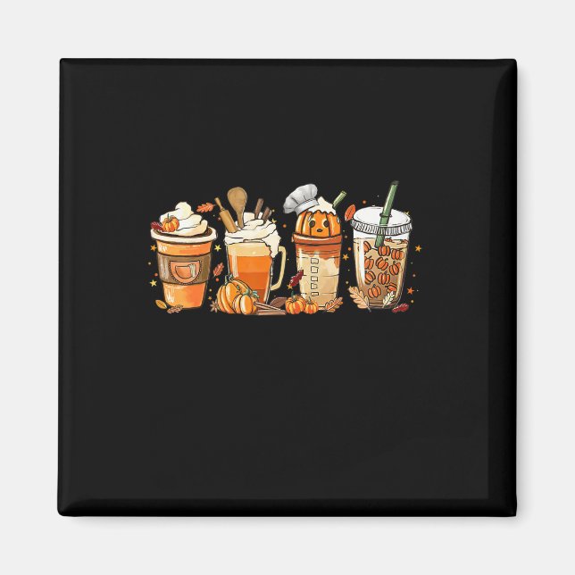 Imã Lady Happy Fall Coffee Pumpkin Latte Graças (Frente)