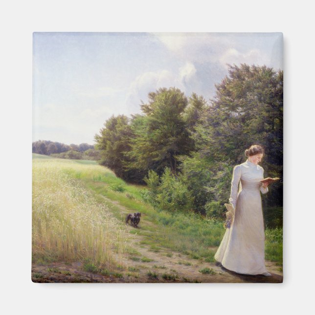 Imã Lady in White Reading (Frente)