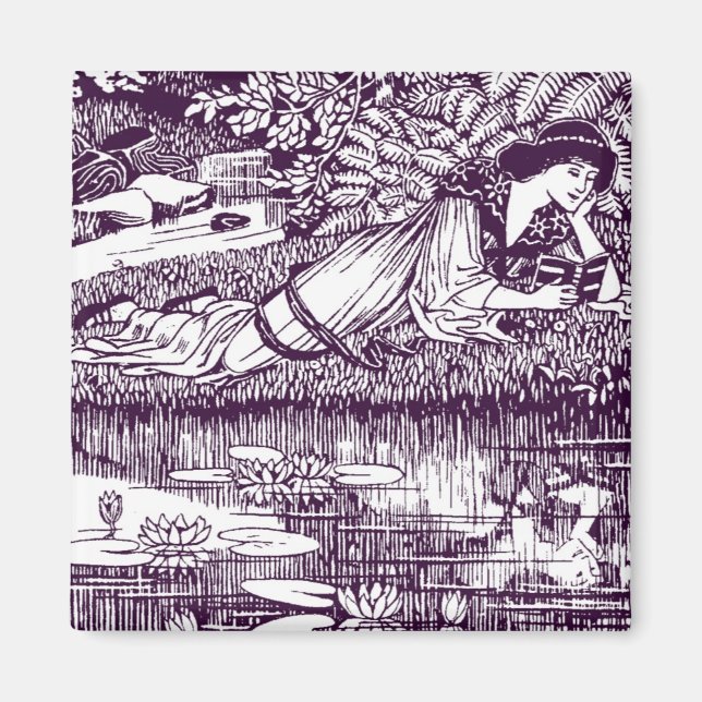 Imã Lady Reading ao lado de um lago (Frente)