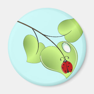 Imã Ladybug com três folhas e uma gota