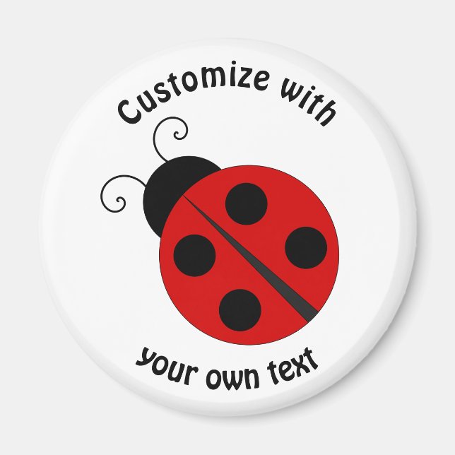 Imã Ladybug de Cartoon de Texto Personalizado (Frente)