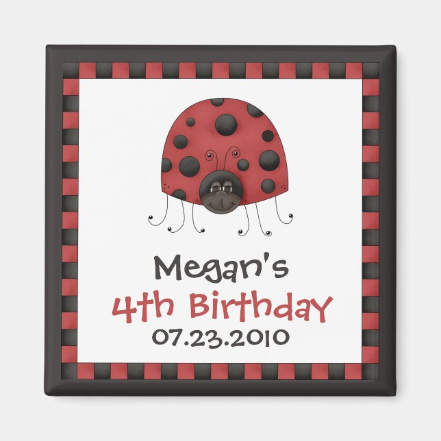 Imã Ladybug ・ Magnet de Convite de Aniversário (Frente)