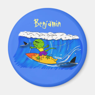 Imã Lagarto espinhoso surfando cartoon