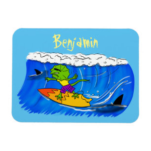 Ímã Lagarto espinhoso surfando cartoon