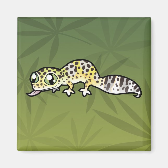 Imã Lagarto Leopardo de Desenho Animado (Frente)