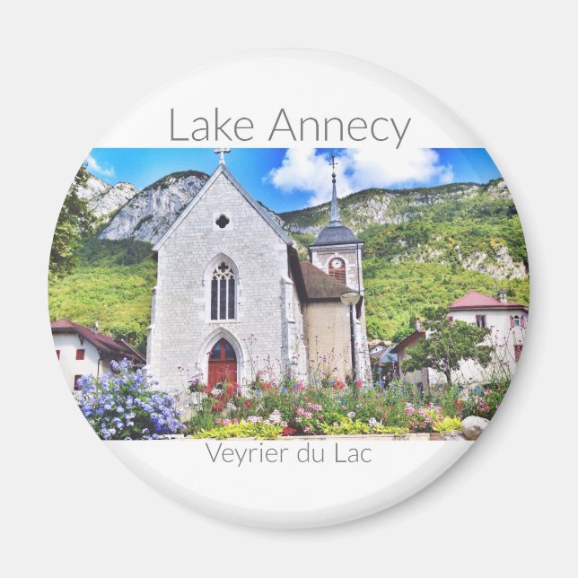 Imã Lago Annecy - Veyrier, Haute-Savoie Round Magnet (Frente)