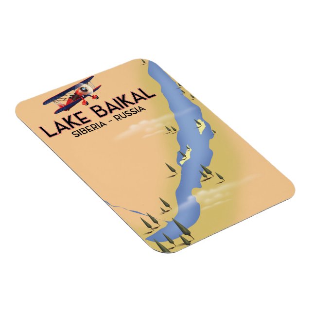 Ímã Lago Baikal Sibéria Cartaz de viagem russo Mapa (Lado Direito)