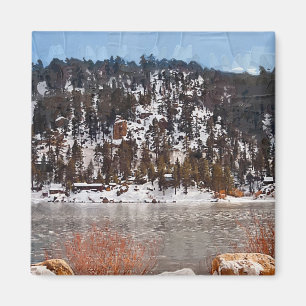 Imã Lago big Bear, neve do inverno