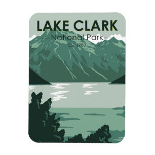 Ímã Lago Clark National Park Alaska Vintage