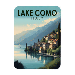 Ímã Lago Como Itália Viagem Art Vintage
