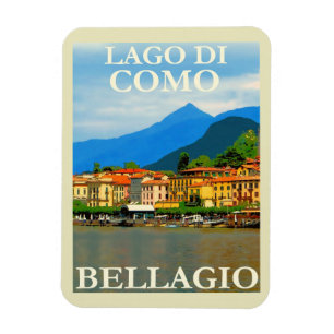 Ímã Lago de Como, Bellagio, Itália, Retro Viagem