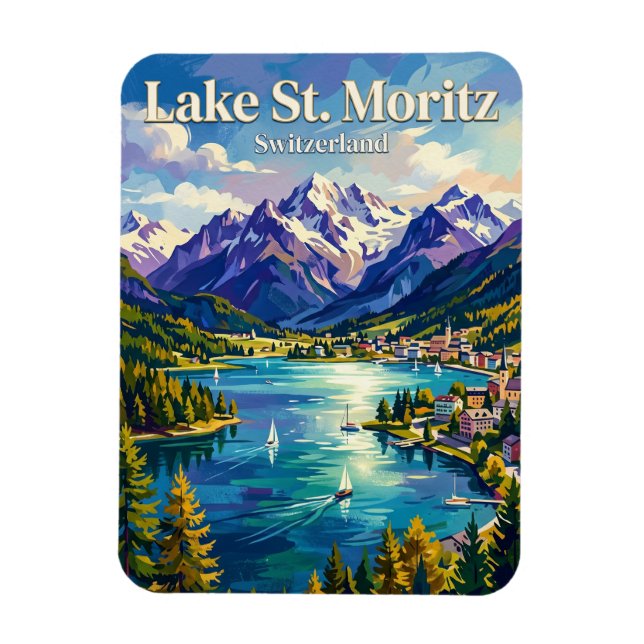 Ímã Lago de St. Moritz Suíça (Vertical)