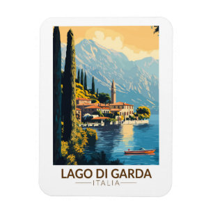 Ímã Lago di Garda Italia Viagem Art Vintage