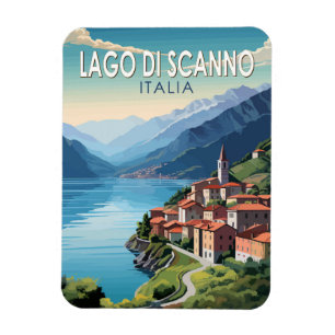 Ímã Lago di Scanno Italia Viagem Art Vintage
