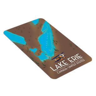 Ímã Lago Erie, poster de viagens do mapa do lago dos E